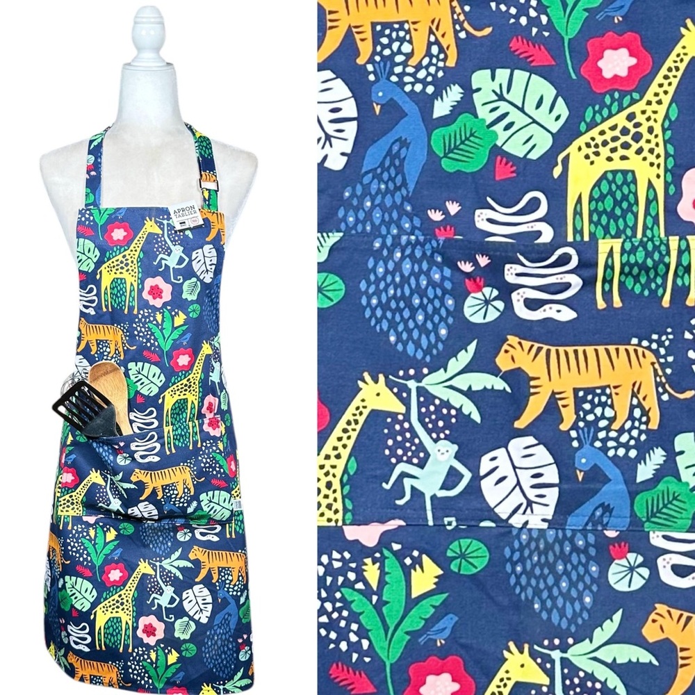 Waxed Canvas Cotton Bold Animal Printed Chef’s Apron Tablier